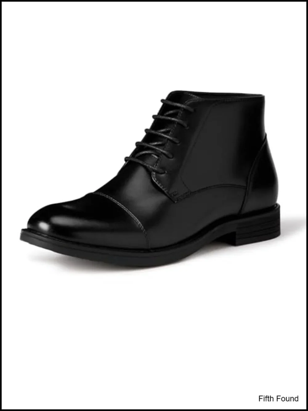 Faux Leather Cap Toe Lace Up Ankle Dress Boots